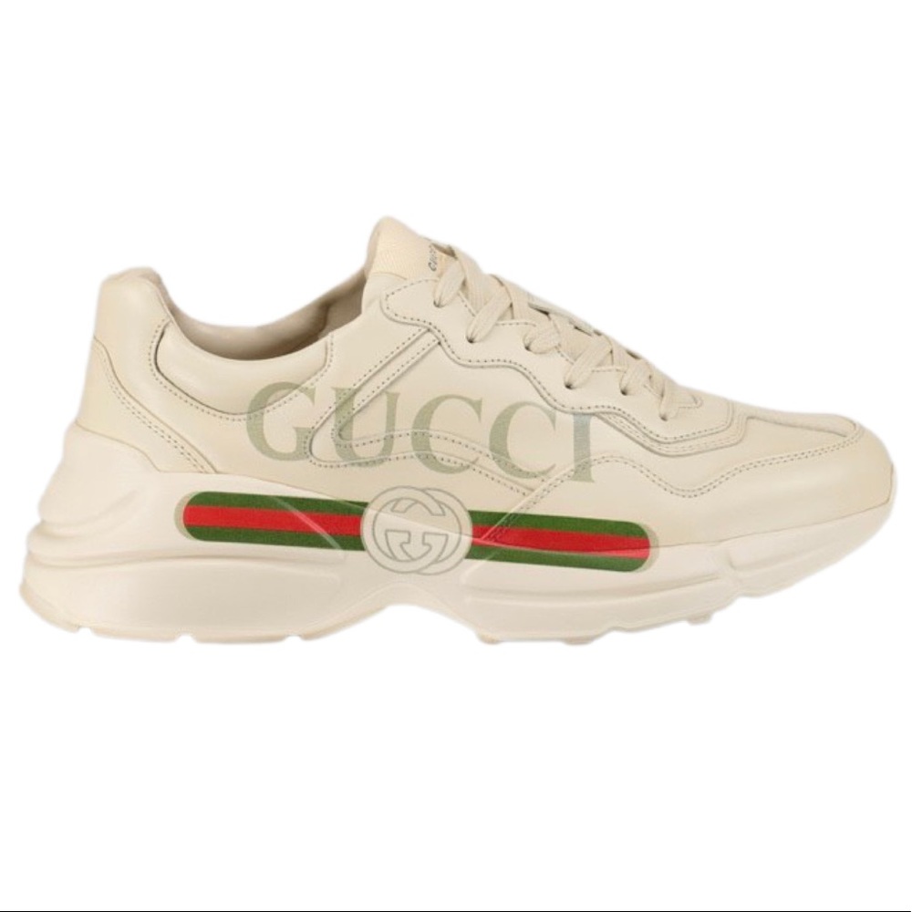Gucci Men’s Rhyton Gucci Logo Leather Sneaker - Ivory - UK (6.5)
